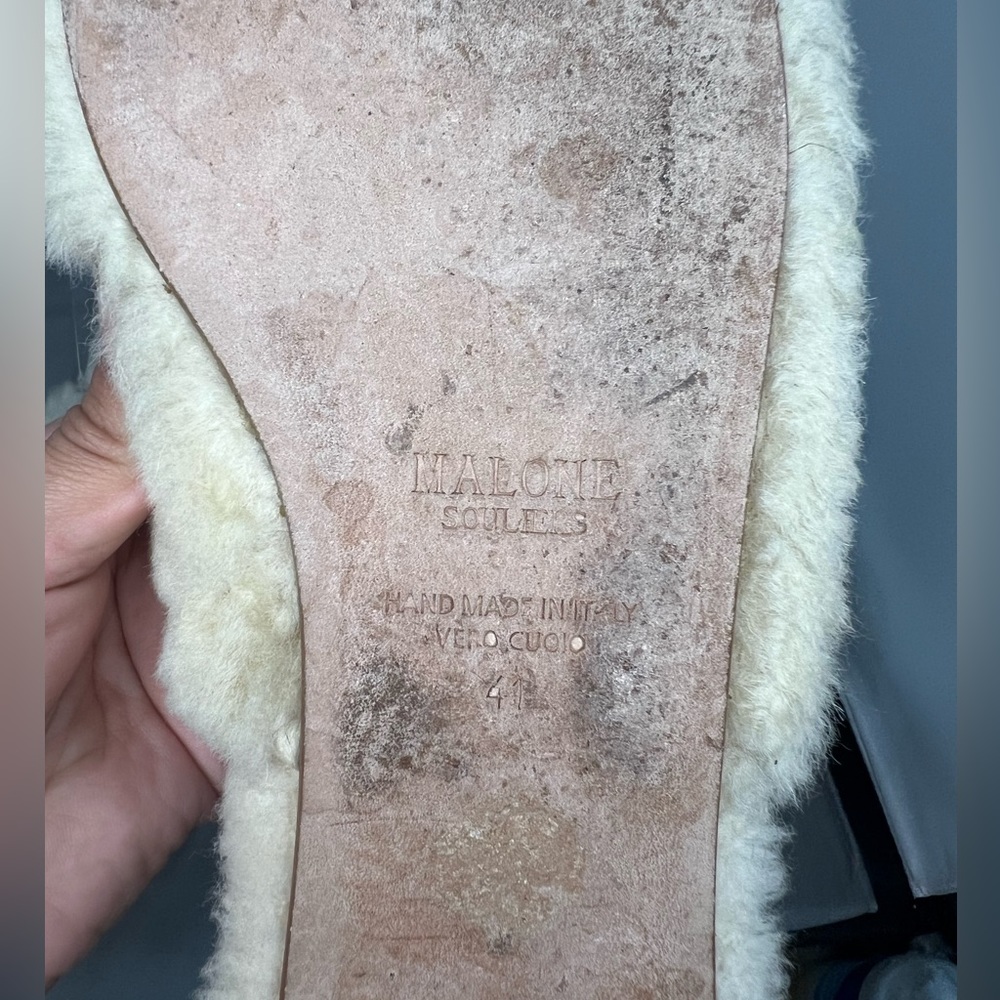 Malone Souliers Rene Shearling Flat Slipper mules size 41 - Picture 3 of 4